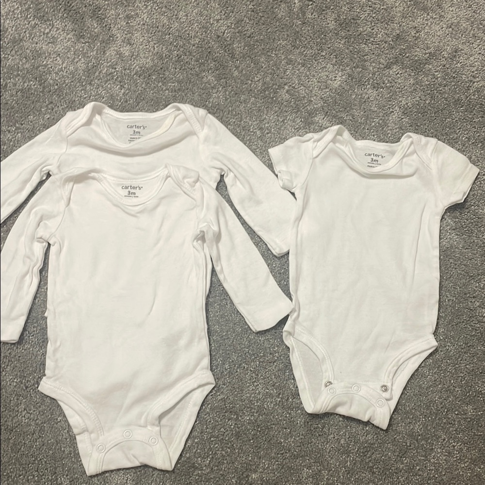 3mo Carter's White Bodysuit Set Soft Cotton Crew Neck